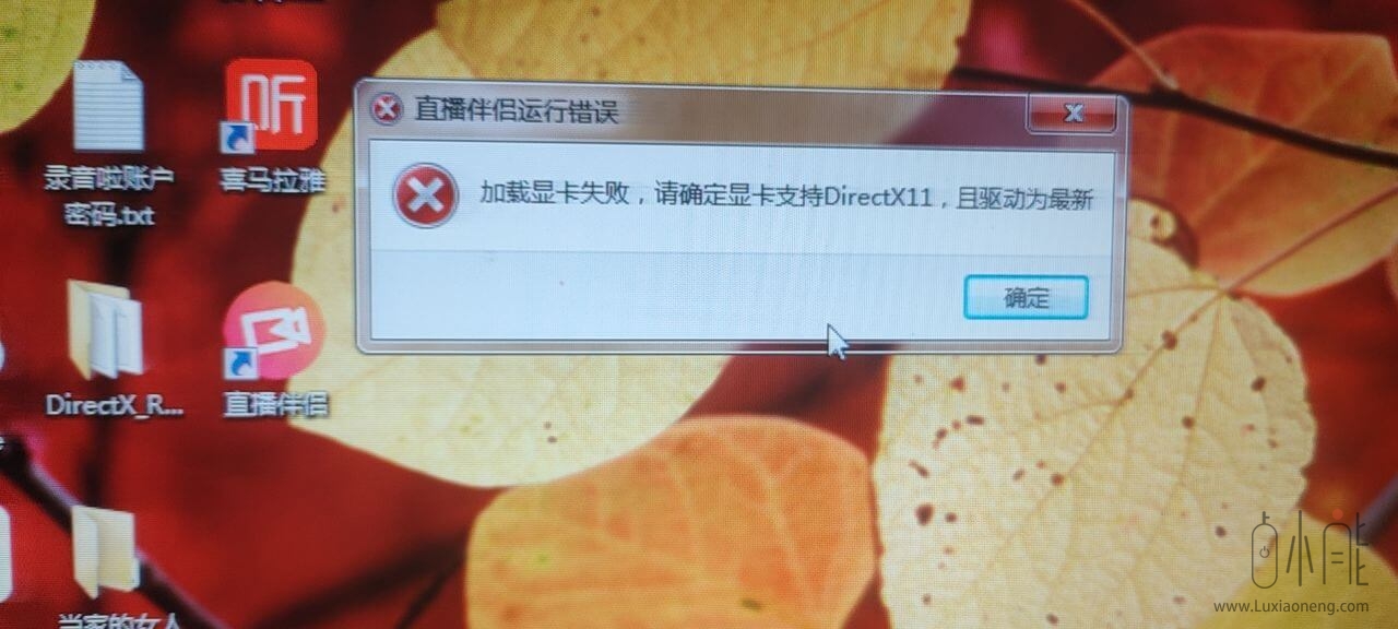 显卡加载失败，请确定显卡支持DirectX 11